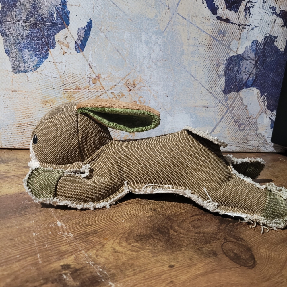 Brown and Green Stuffed Distressed Bunny. - Picture 2 of 7